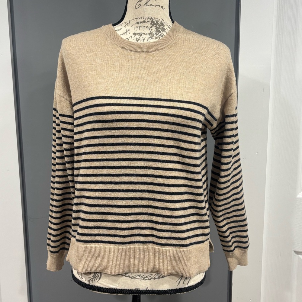 Primark Beige Striped Crewneck Sweater